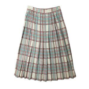 plaid pleated Skirt Womens 10 vintage usa skating 70s winter wool secretary nerd